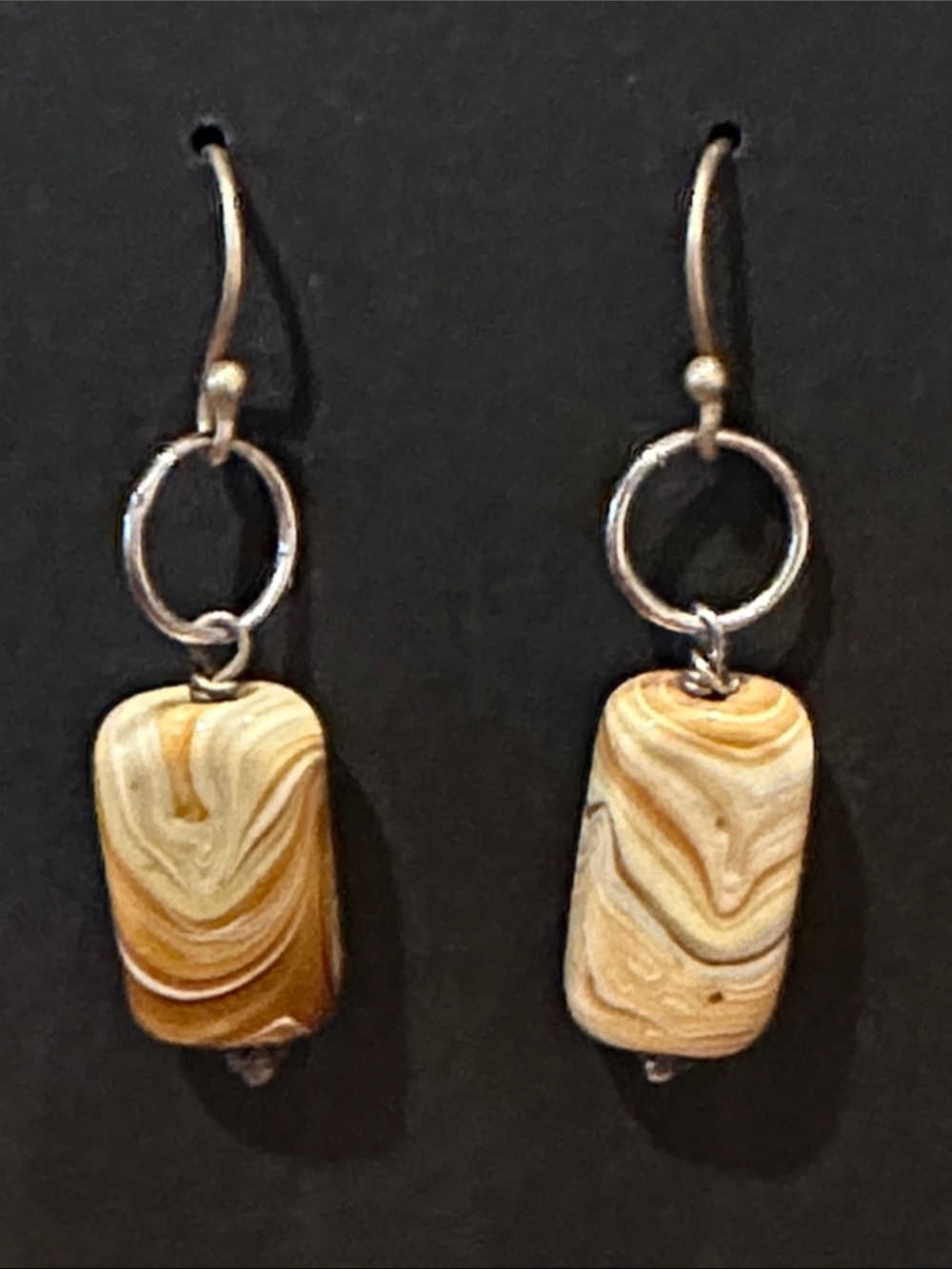 Handmade Cream & Tan Swirl Drop Earrings